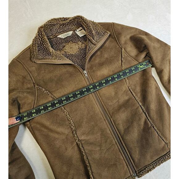 LL Bean Vintage SzM faux suede brown Y2K Floral Embroidered on sleeves n back. - Picture 4 of 16